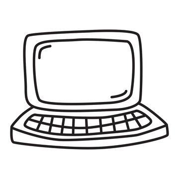 laptop doodle icon transparent background