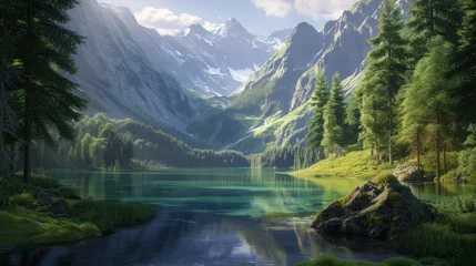 Tafelkleed tranquil mountain lake © Ainur