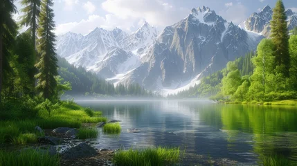 Fotobehang tranquil mountain lake © Ainur