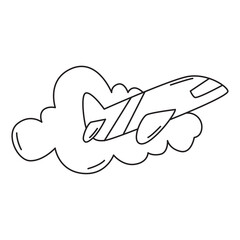 plane doodle icon transparent background