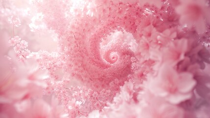 Ethereal Blossom Swirls: Extreme macro showcases the ethereal spirals of Sakura petals.