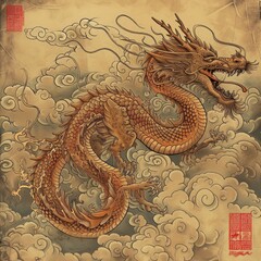 Dragon in Chinese draw style