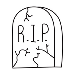 rip tombstone doodle icon transparent background