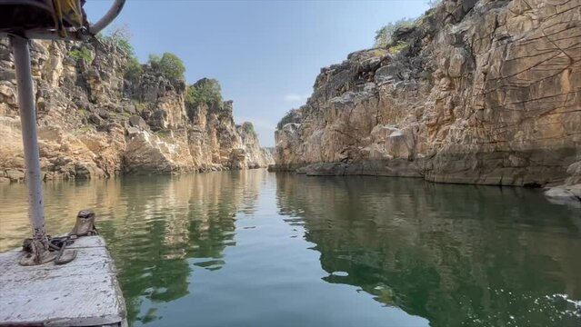 A shot of Bhedaghat Boating Point in Jabalpur, Madhya Pradesh, India 

