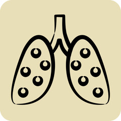 Icon Pneumonia. suitable for flu symbol. hand drawn style. simple design editable. design template
