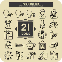 Icon Set Flu. suitable for education symbol. hand drawn style. simple design editable