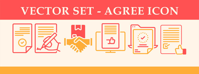 Agree outline icon set. Web icon set in line style. For logotype, symbol, sign, or clip art.  