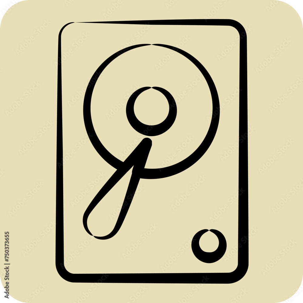 Poster icon hardisk. suitable for computer components symbol. hand drawn style. simple design editable. des