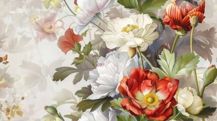 Fashion painting flowers on a light background, pastel flowers, peonies, roses, echeveria succulent, white hydrangea, ranunculus, anemone, eucalyptus, and vector design wedding bouquets