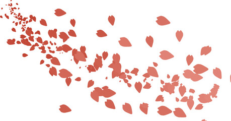 vector art heart made of red hearts with sakura petals shaped for background and card decoration