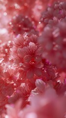 Fototapeta premium Sakura Serenity: Get up close and personal with Sakura blooms, their serene presence captured in an extreme macro shot.