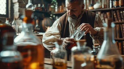 An Old Apothecary Experiments with Chemistry in his Laboratory and Makes a New Medicine.