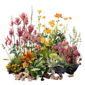 colorful flowers garden, white background clip art preview
