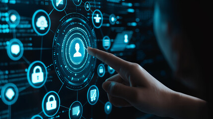Onboarding concept. Person touch virtual onboarding icon for human resources business industry to introduce newly hired employee into an organization with behavior, welcome, knowledge, and skill
