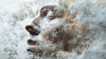 ace enveloped in white smoke in meditation