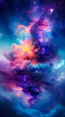 Fototapeta na wymiar a simple sacred geometry portal, relaxing and meditative, flowing like an alpha brainwave, the background is galactic outer space travel background ,in the style of deep galaxy