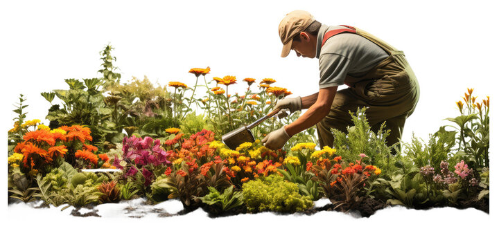 Flowers And Plants In The Flower Bed To Make The Garden More Beautiful Isolated On Transparent Background