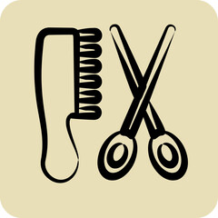 Icon Hair Salon. suitable for Barbershop symbol. hand drawn style. simple design editable. design template vector. simple illustration