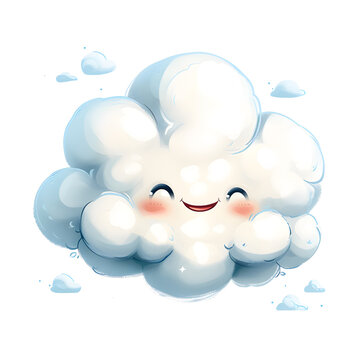 Cute happy cloud on a white background