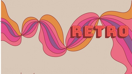 vintage abstract wave template. with retro sample text and white sapce for copy space area vector illustration