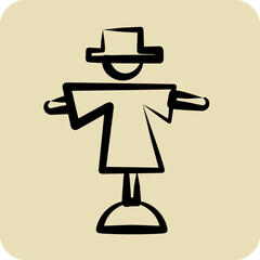 Icon Scarecrow. suitable for Garden symbol. hand drawn style. simple design editable. design template vector. simple illustration