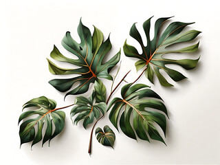Fototapeta na wymiar Monstera leaf or split leaf philodendron (Monstera deliciosa) tropical foliage ornamental plant. house plant.