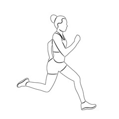 Fototapeta na wymiar woman running sketch, on white background vector