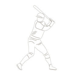 male baseball player sketch, on white background vector