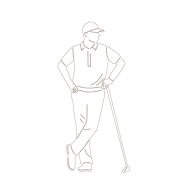 male golfer sketch, on white background vector