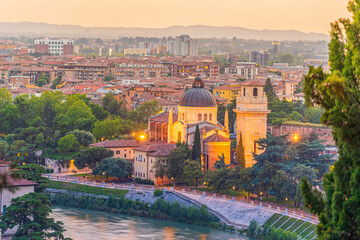 Verona city downtown skyline, cityscape of Italy in Europe - 750377832