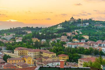 Fototapeta na wymiar Verona city downtown skyline, cityscape of Italy in Europe