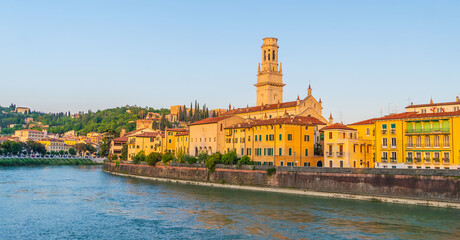 Verona city downtown skyline, cityscape of Italy in Europe - 750377874