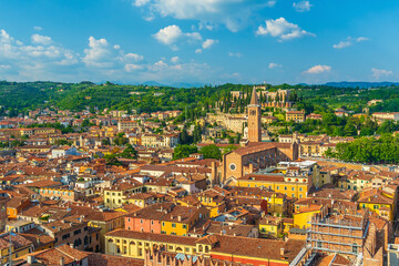Verona city downtown skyline, cityscape of Italy in Europe - 750378092