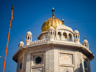 Fototapeta na wymiar View of details of architecture inside Golden Temple - Harmandir Sahib in Amritsar, Punjab, India, Famous indian sikh landmark, Golden Temple, the main sanctuary of Sikhs in Amritsar, India