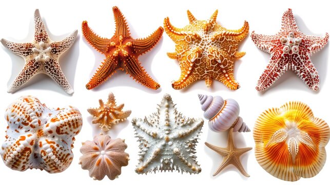 A collection of starfish isolated from one another