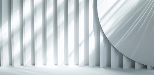 Naklejka premium The image showcases a white mirror with white stripes, playing with light and shadow.