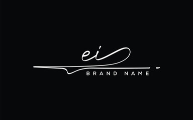 EI letter beauty handwriting vector logo. 