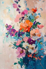 Asian vibe colorful flower painting 