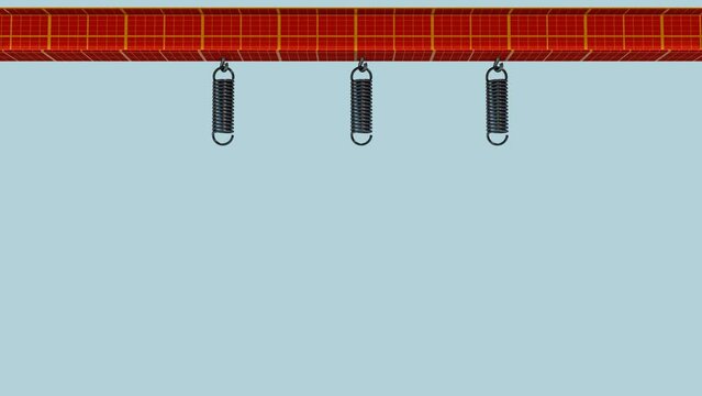 3D animation of Hooke's law. the force is proportional to the extension. Physical education, and Solid mechanics. spring, mass, and distance. 