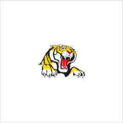 Vector of a tiger roaring to chase away an opponent can be used as a graphic design 