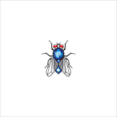 Vector blue fly on white background can be used as graphic design 