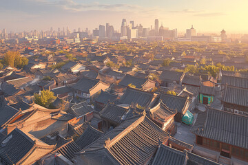 High angle view of traditional Asian architecture