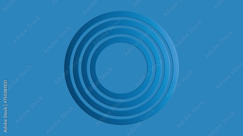 Aufkleber four blue concentric circles structure rotating with delay. seamless motion. isolated on blue backgr