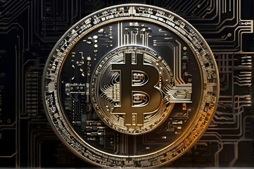 Fototapeta na wymiar Bitcoin Block chain Technology Future investment opportunity