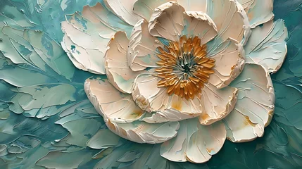 Foto op Plexiglas Oil, painting style of impasto white white flower, classic and elegance artwork © Wipada
