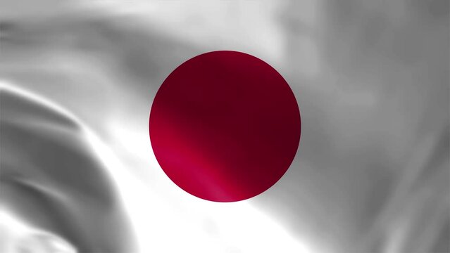 Waving colorful flag of Japan. Japanese flag is blowing in the wind