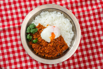 ドライカレー　Photo of homemade spicy dry curry