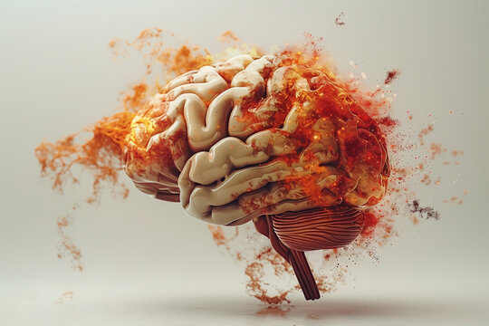 Surreal broken brain crumble . Neurological disease concept .