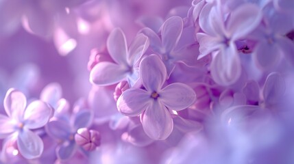 Lilac Bliss: Macro capture of lilac blooms, radiating blissful serenity in their wavy form.