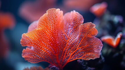 An image of red fan coral in closeup - obrazy, fototapety, plakaty